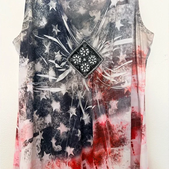 Women's Sleeveless American Flag Midi Dress - Picture 2 of 4